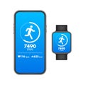 Activity and fitness tracker app. App for morning jogging or fitness. Walk steps. Royalty Free Stock Photo