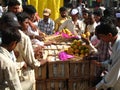 Activity in the fruit market during mango season Royalty Free Stock Photo