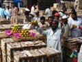 Activity in the fruit market during mango season Royalty Free Stock Photo