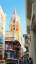 Activity in the historic center of the port city of Cartagena Royalty Free Stock Photo