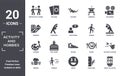 activity.and.hobbies icon set. include creative elements as meeting with a friend, film making, jogging, resting, parkour, Royalty Free Stock Photo