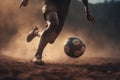 sport soccer ball foot game football goal kick stadium competition. Generative AI.