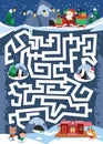 Activity maze for kids. Game for children. Help Santa Claus get to the central station through the tunnels. Funny