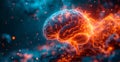 Activity of neurons and synapses. Neural connections in the brain, axons. Electrical impulses transmitting signals - AI generated
