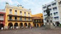 Activity in Plaza de los Coches in the historical center of Cartagena Royalty Free Stock Photo