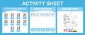 3 in 1 Activity Sheet for children. Coloring and counting activity. Royalty Free Stock Photo