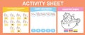 3 in 1 Activity Sheet for children. Coloring and counting activity. Royalty Free Stock Photo