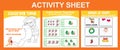 3 in 1 Activity Sheet for children. Coloring, counting together and writing activity.