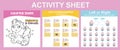 3 in 1 Activity Sheet for children. Coloring, counting together, left or right activity. Royalty Free Stock Photo