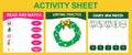 3 in 1 Activity Sheet for children. Read and match, count and match, and writing activity.