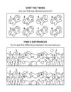 Activity sheet for kids with two puzzles