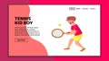 activity tennis kid boy vector Royalty Free Stock Photo