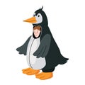 Actor in animal Penguin costume. Theme party, Birthday kid, children animator, entertainer wearing performer character