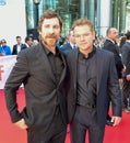 Actor Christian Bale and Matt Damon at movie premiere of Ford v Ferrari at Toronto International Film Festival 2019