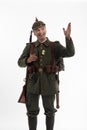 Man in the form of a German infantryman from the times of the First World War Royalty Free Stock Photo