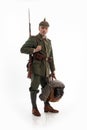 Man in the form of a German infantryman from the times of the First World War