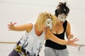 An actor with a mask plays Commedia dell'arte