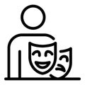 Actor masks icon, outline style