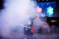 Actor performing Sichuan opera face changing