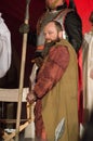 Actor Rafal Lipkowski as Barabbas at historical reconstruction of biblical events at night. Mystery of the Passion Play of Jesus C