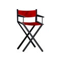 Actor s chair with black frame and red canvas. Cinema director seat. Dressing room furniture. Flat vector design Royalty Free Stock Photo