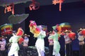 Actoress perform traditional chinese lion puppetry