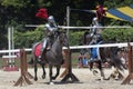 Actors as medieval knights jousting at the annual Bristol Renaissance Faire Royalty Free Stock Photo