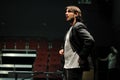 Actors dressed in executive of the Barcelona Theater Institute, play in the comedy Shakespeare For Executives