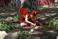 An actress dressed as a butterfly fairy performs at the annual Bristol Renaissance Faire Royalty Free Stock Photo