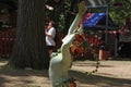 An actress dressed as a green fairy performs a dance at the annual Bristol Renaissance Faire Royalty Free Stock Photo