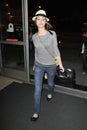 Actress Emmy Rossum is seen at LAX Royalty Free Stock Photo
