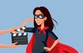 Actress Filming a Female Superhero Blockbuster Movie Royalty Free Stock Photo