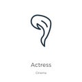 Actress icon. Thin linear actress outline icon isolated on white background from cinema collection. Line vector sign, symbol for