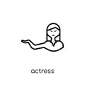 actress icon. Trendy modern flat linear vector actress icon on w