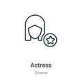 Actress outline vector icon. Thin line black actress icon, flat vector simple element illustration from editable cinema concept Royalty Free Stock Photo