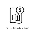 Actual Cash Value icon. Trendy modern flat linear vector Actual Royalty Free Stock Photo