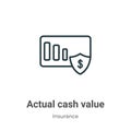 Actual cash value outline vector icon. Thin line black actual cash value icon, flat vector simple element illustration from Royalty Free Stock Photo