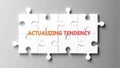 Actualizing Tendency complex like a puzzle - pictured as word actualizing tendency on a puzzle pieces Royalty Free Stock Photo