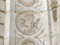 Detalles de la fachada principal de la Real FÃÂ¡brica de Tabacos de Sevilla, AndalucÃÂ­a, EspaÃÂ±a.