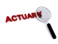 actuary with magnifier on white Royalty Free Stock Photo