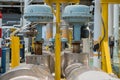 Actuated control valve on offshore oil and gas central processing platform for adjust flowing pressure and level control.