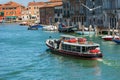 Actv Ferry Boat with Tourists in Motion in the Venice Lagoon - Veneto Italy