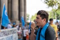 Actvist Drew Pavlou talking in a pro-Uyghur demonstration outside of the SA Parliament House