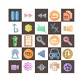 Set of 25 icons for Ui and web. Vector flat icons. Royalty Free Stock Photo