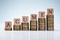 Acumen Text On Stacked Coins Arranged In Increasing Graph Royalty Free Stock Photo