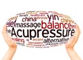 Acupressure word cloud hand sphere concept Royalty Free Stock Photo