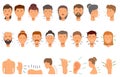 Acupuncture icons set cartoon vector. Meridian body