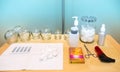 Acupuncture Medical Supplies On Table In Treatment Room Royalty Free Stock Photo