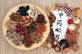 Acupuncture Therapy and Chinese Herbs Royalty Free Stock Photo