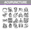 Acupuncture Therapy Collection Icons Set Vector